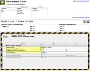 Parameters Editor with Speed Computation Time Interval setting circled